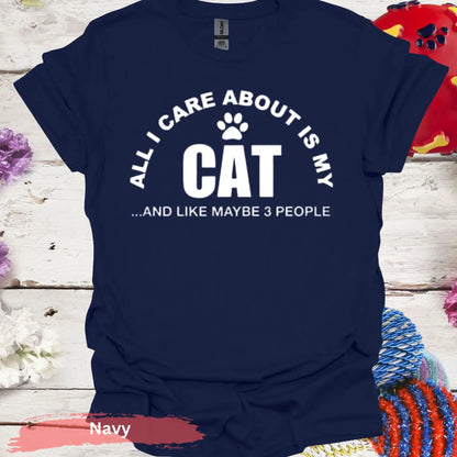 All I Care About Is My Cat T-Shirt - S / Navy - Physical Item