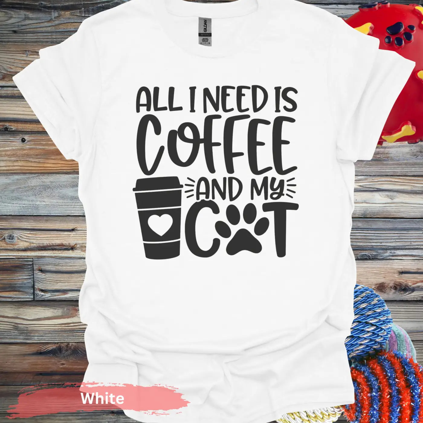 All I Need Is Coffee And My Cat Graphic T-Shirt - S / White - Physical Item