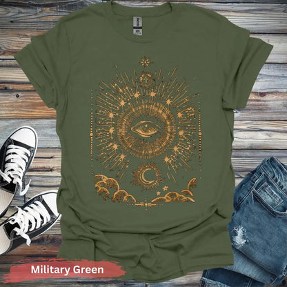 All-seeing Eye T-shirt - S / Military Green - Physical Item
