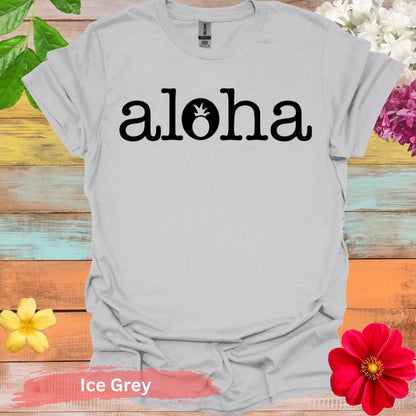 Aloha Pineapple Graphic T-shirt - S / Ice Grey - Physical Item