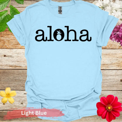 Aloha Pineapple Graphic T-shirt - S / Light Blue - Physical Item