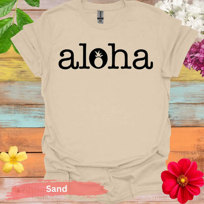 Aloha Pineapple Graphic T-shirt - S / Sand - Physical Item