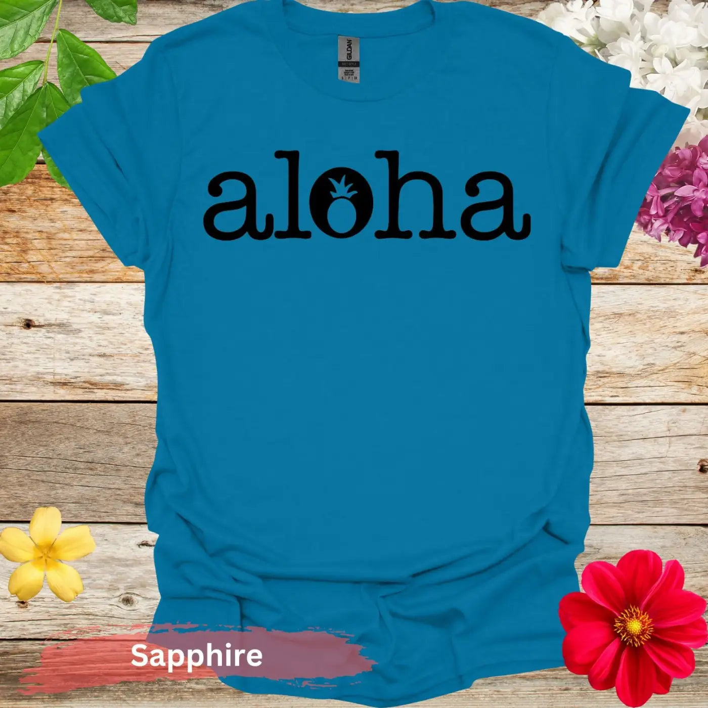 Aloha Pineapple Graphic T-shirt - S / Sapphire - Physical Item