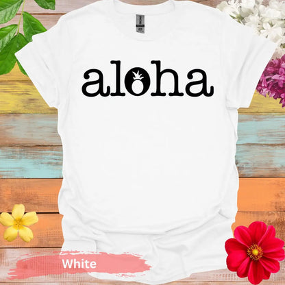 Aloha Pineapple Graphic T-shirt - S / White - Physical Item