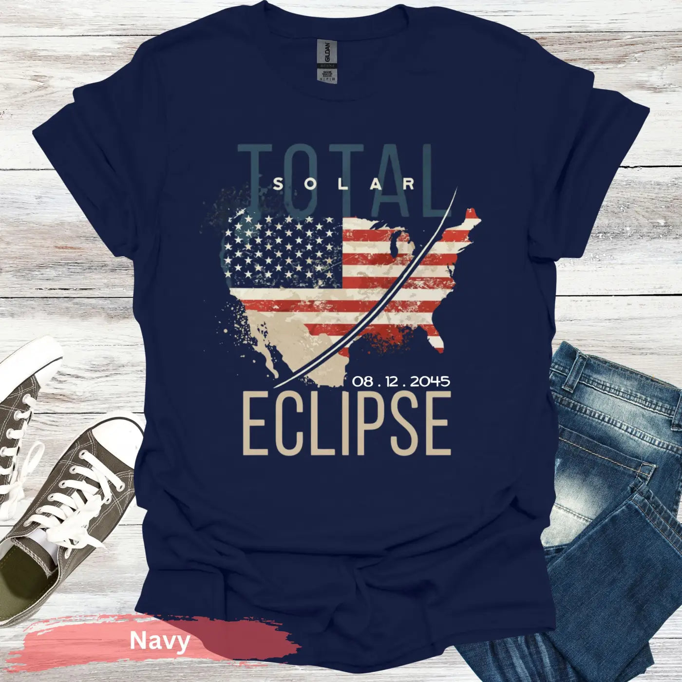 American Total Solar Eclipse T-Shirt - S / Navy - Physical Item