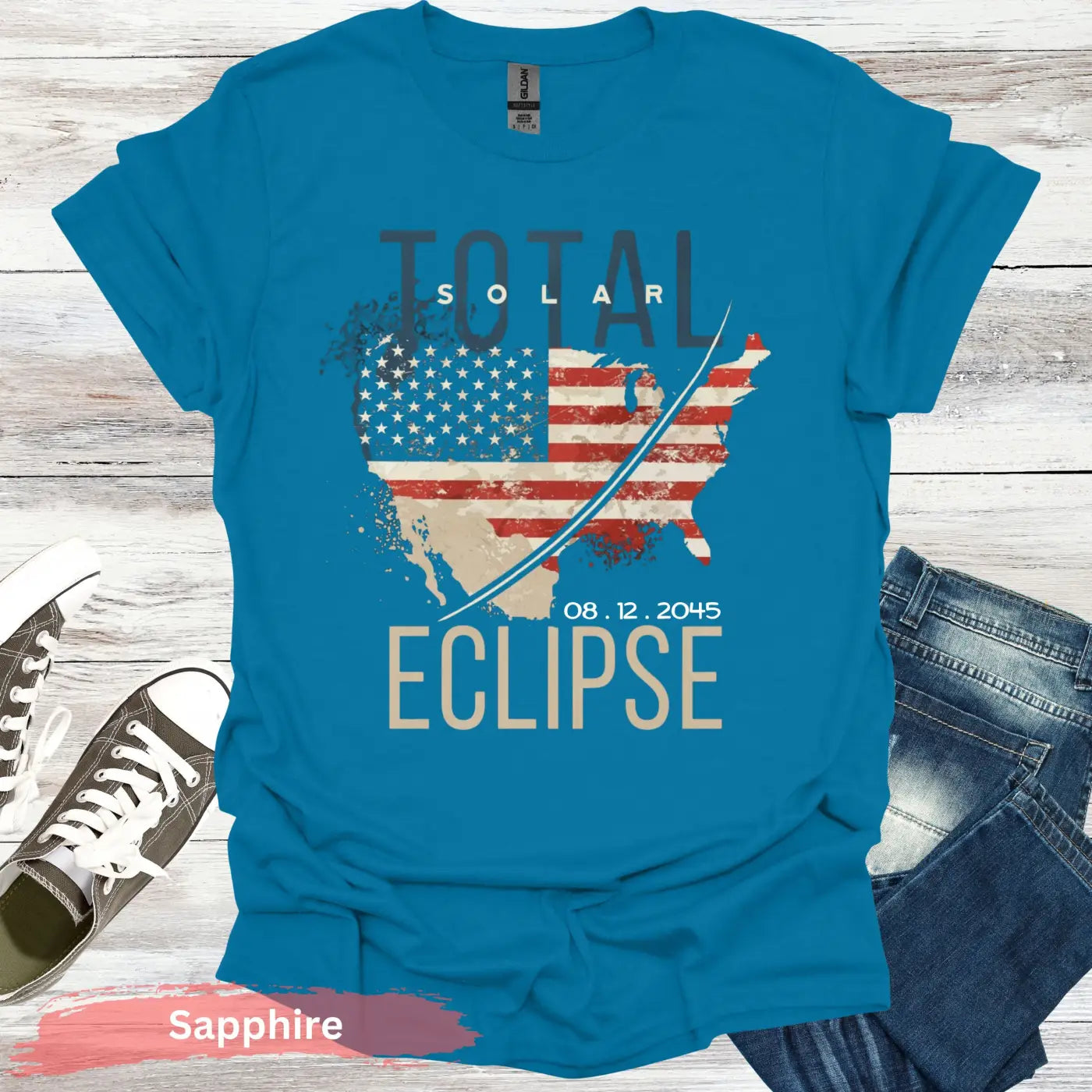 American Total Solar Eclipse T-Shirt - S / Sapphire - Physical Item