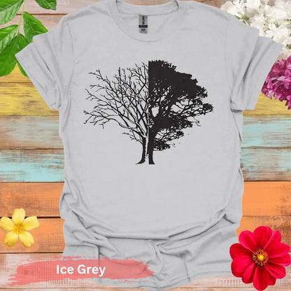 Half Bare Full Tree T-Shirt - S / Ice Grey - Physical Item