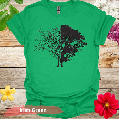 Half Bare Full Tree T-Shirt - S / Irish Green - Physical Item