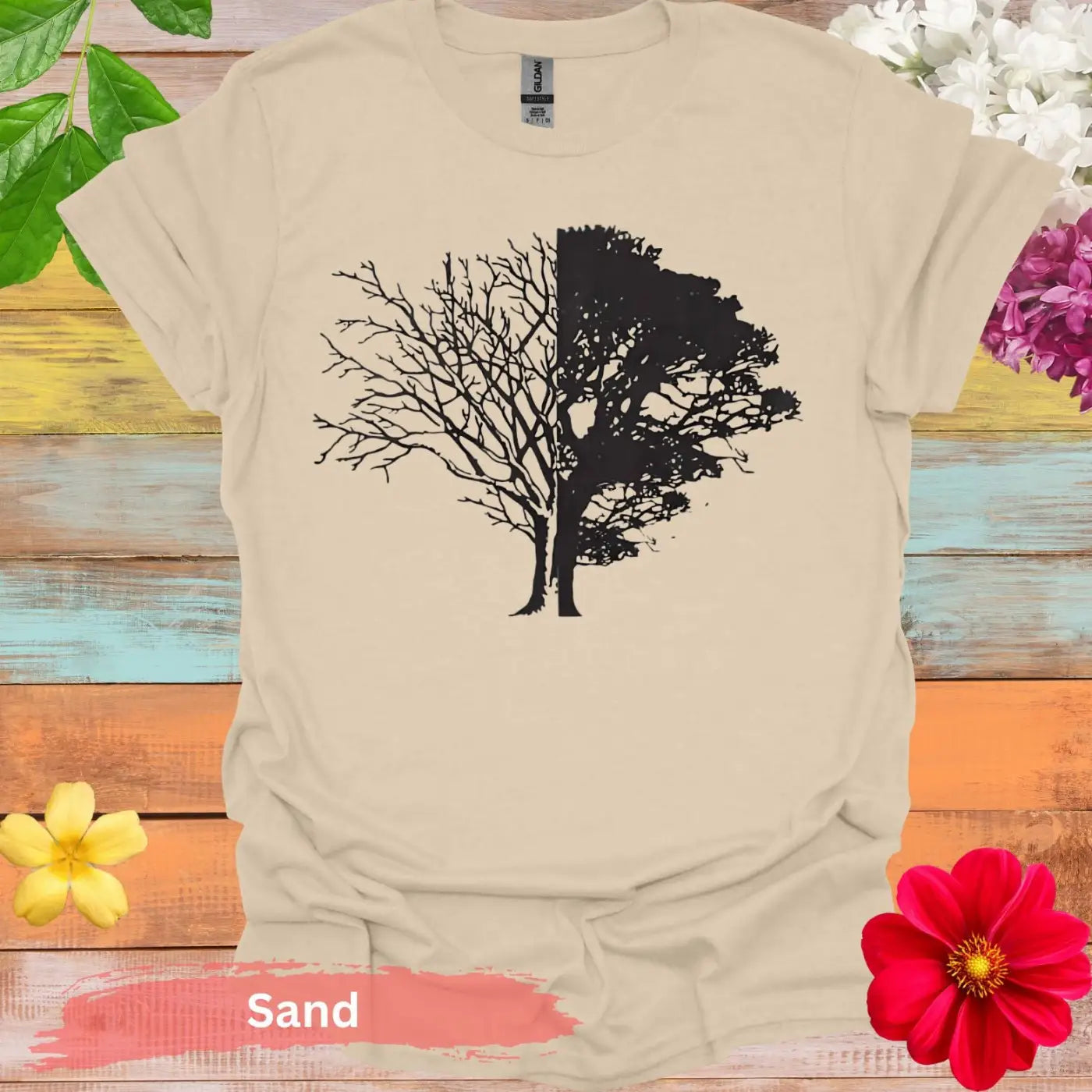 Half Bare Full Tree T-Shirt - S / Sand - Physical Item