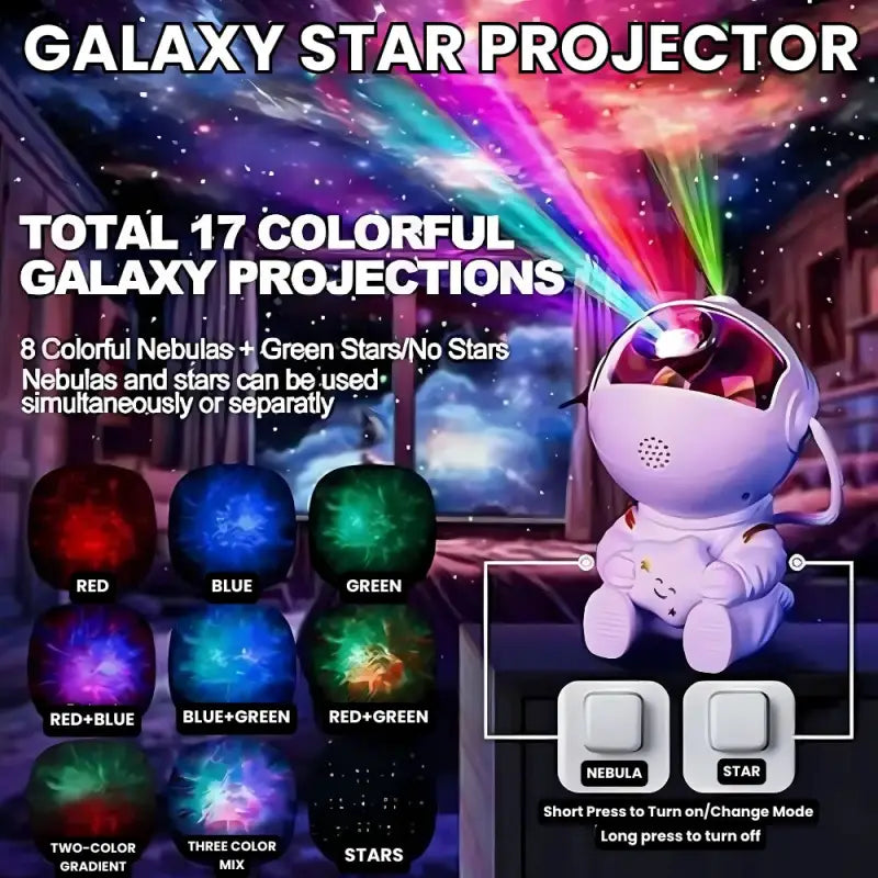 Astronaut Galaxy Star Projector Holding a - White