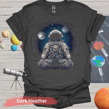 Astronaut Meditating in Space T-shirt - S - Unisex / Dark Heather - Physical Item