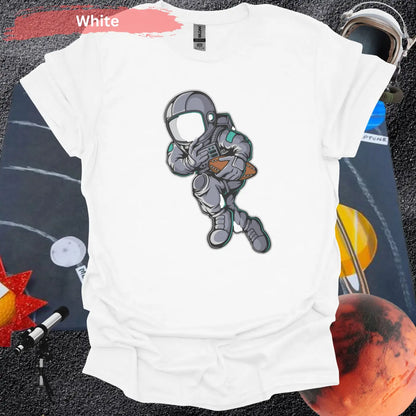 Astronaut Playing Football T-Shirt - S / White - Physical Item