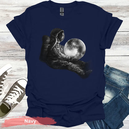 Astronaut with Moon T-shirt - S / Navy - Physical Item