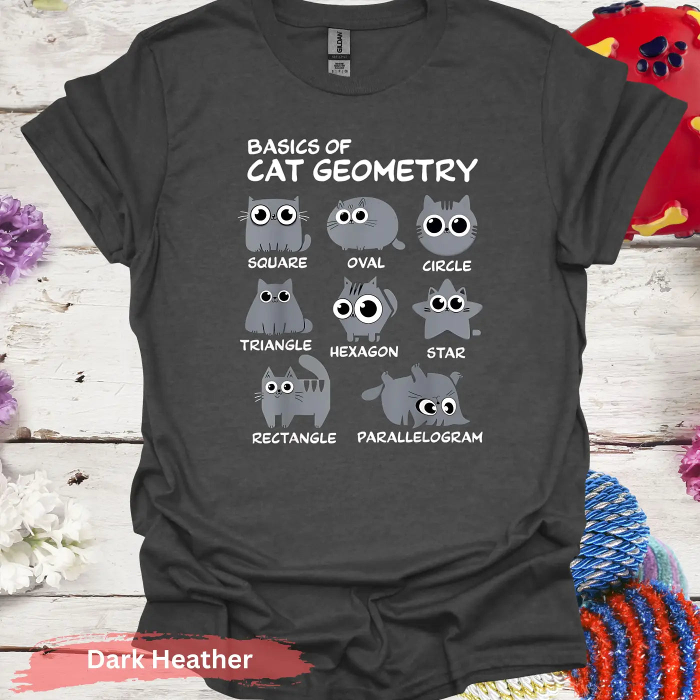 Basics of Cat Geometry Shirt - S / Dark Heather - Physical Item