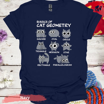 Basics of Cat Geometry Shirt - S / Navy - Physical Item