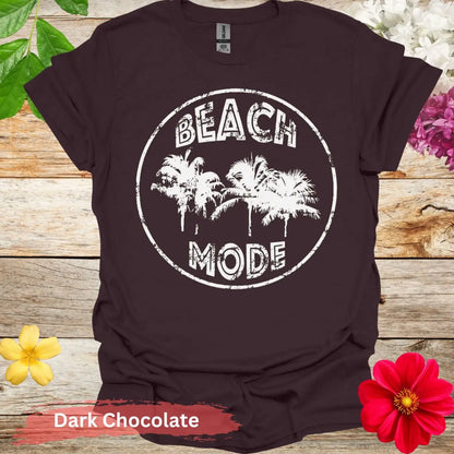 Beach Mode Grunge Graphic T-Shirt - S / Dark Chocolate - Physical Item