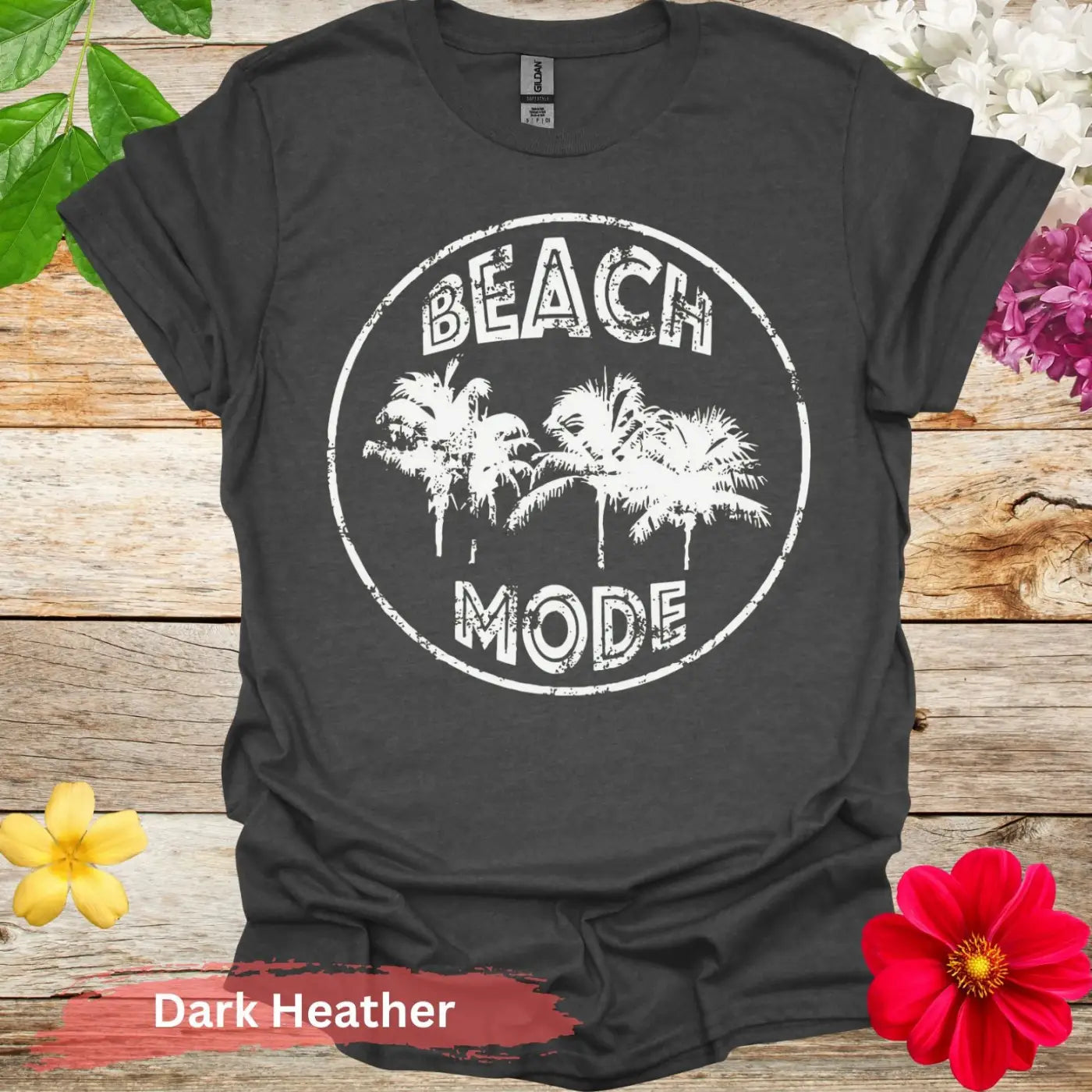 Beach Mode Grunge Graphic T-Shirt - S / Dark Heather - Physical Item