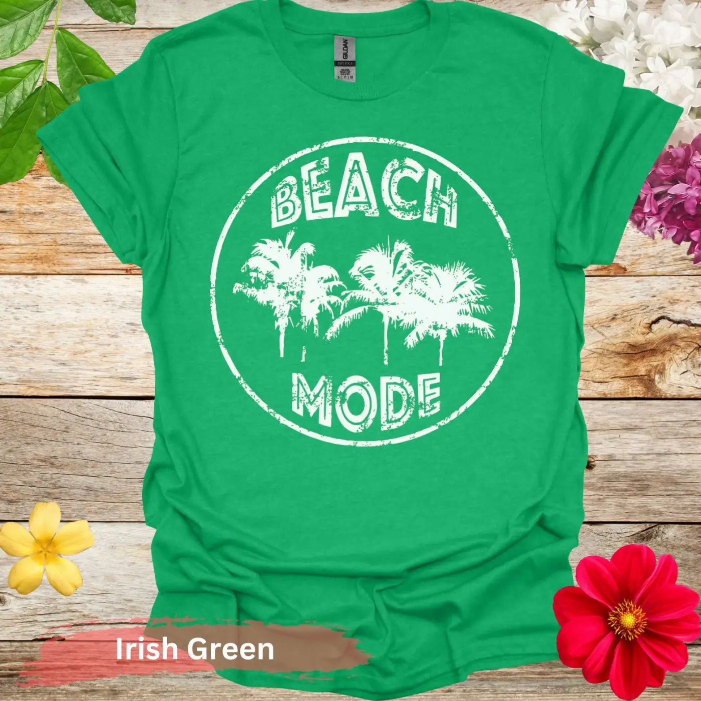 Beach Mode Grunge Graphic T-Shirt - S / Irish Green - Physical Item