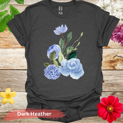 Beautiful Watercolor Floral T-Shirt - S / Dark Heather - Physical Item