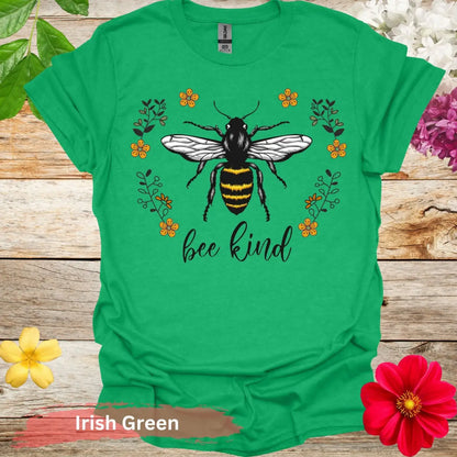 Bee Kind Graphic Floral T-Shirt - S / Irish Green - Physical Item