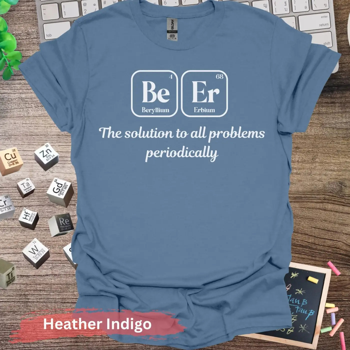 Beer Periodic Table T-Shirt - S / Heather Indigo - Physical Item