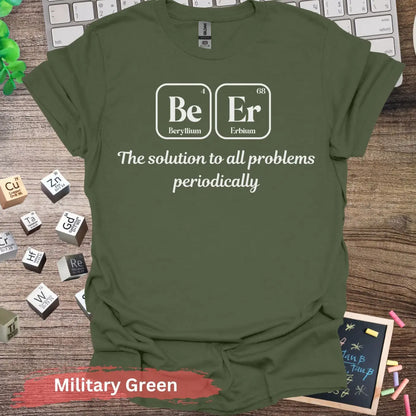 Beer Periodic Table T-Shirt - S / Military Green - Physical Item