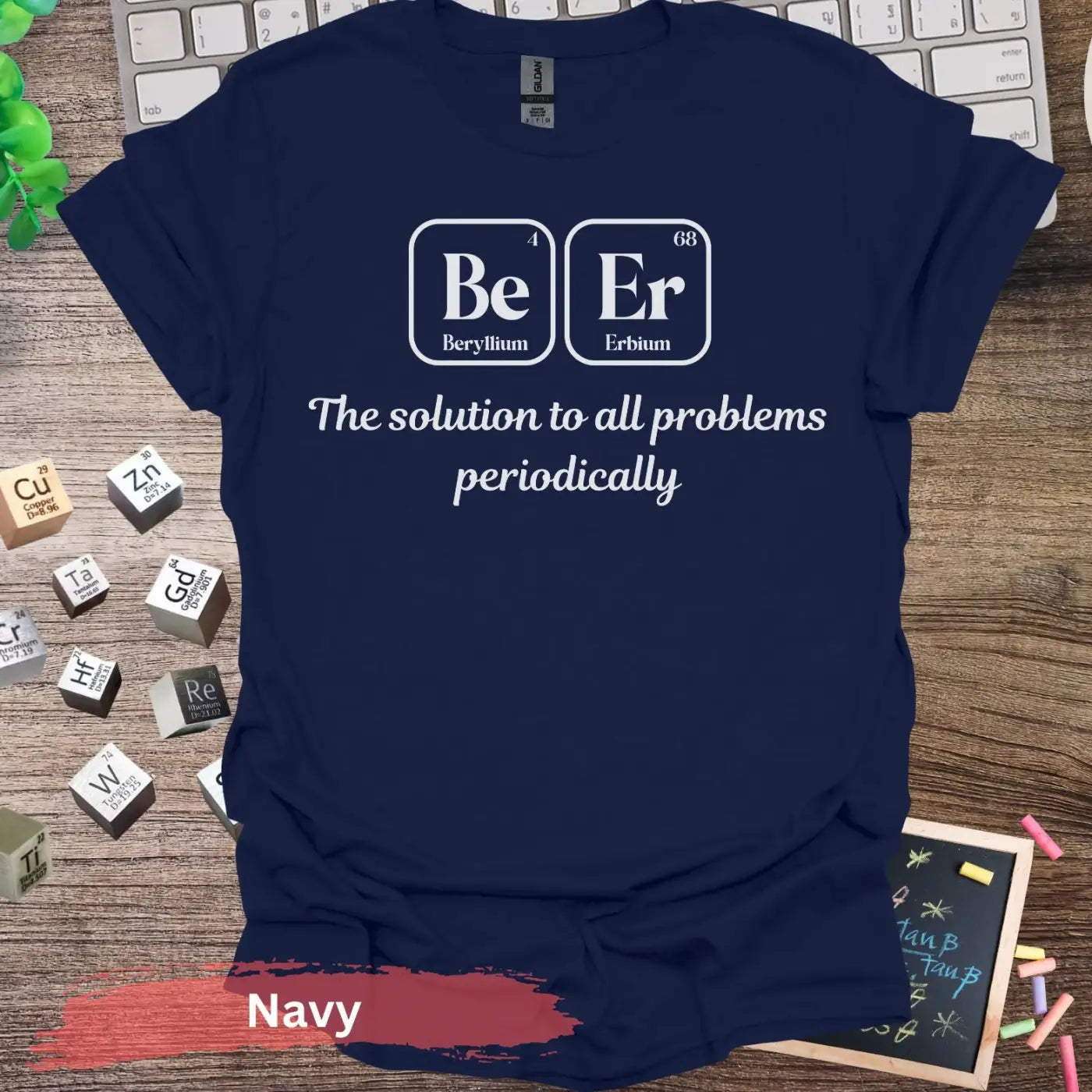 Beer Periodic Table T-Shirt - S / Navy - Physical Item