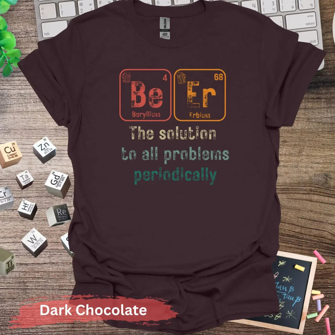 Beer the solution to all problems T-Shirt - Dark Chocolate / S - Physical Item