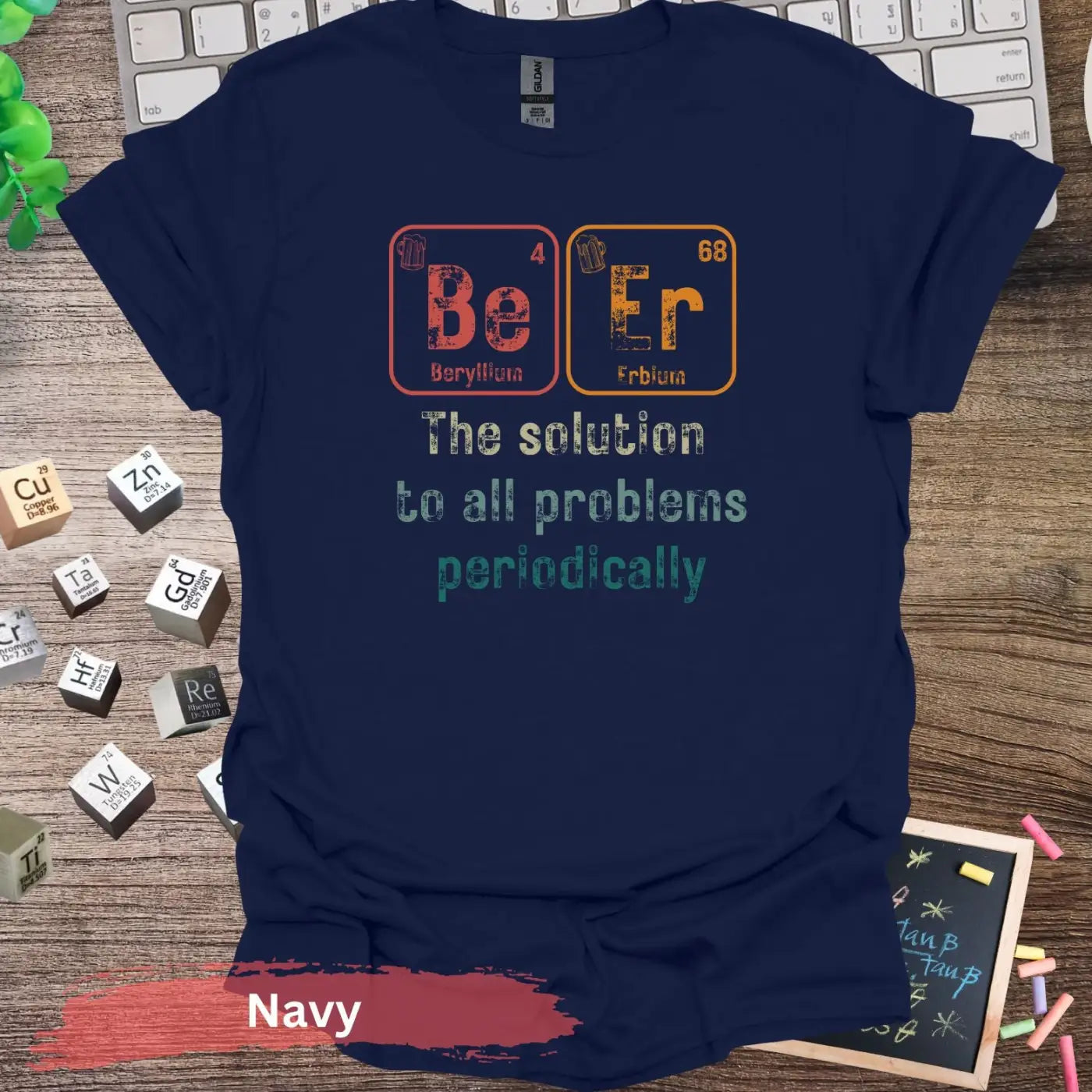 Beer the solution to all problems T-Shirt - Navy / S - Physical Item