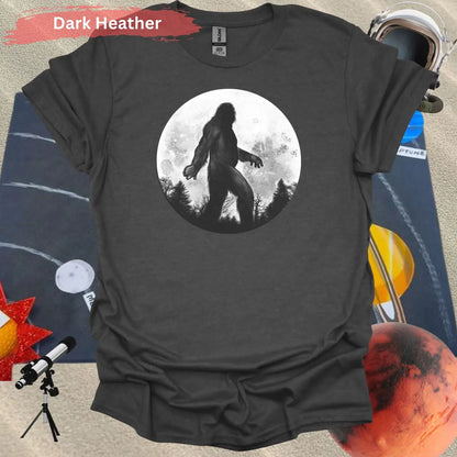 Bigfoot Silhouette Under Full Moon T-Shirt - S / Dark Heather - Physical Item