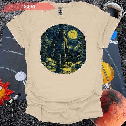 Bigfoot Under Van Gogh’s Starry Sky T-Shirt - S / Sand - Physical Item