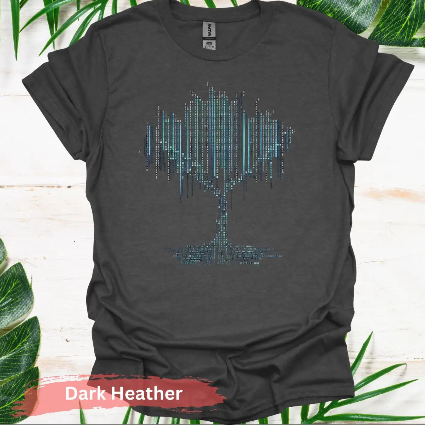 Binary Code Tree T-shirt - S / Dark Heather - Physical Item