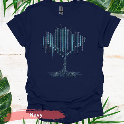 Binary Code Tree T-shirt - S / Navy - Physical Item