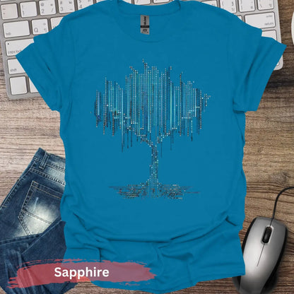 Binary Code Tree T-shirt - S / Sapphire - Physical Item