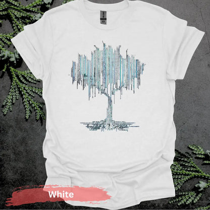 Binary Code Tree T-shirt - S / White - Physical Item