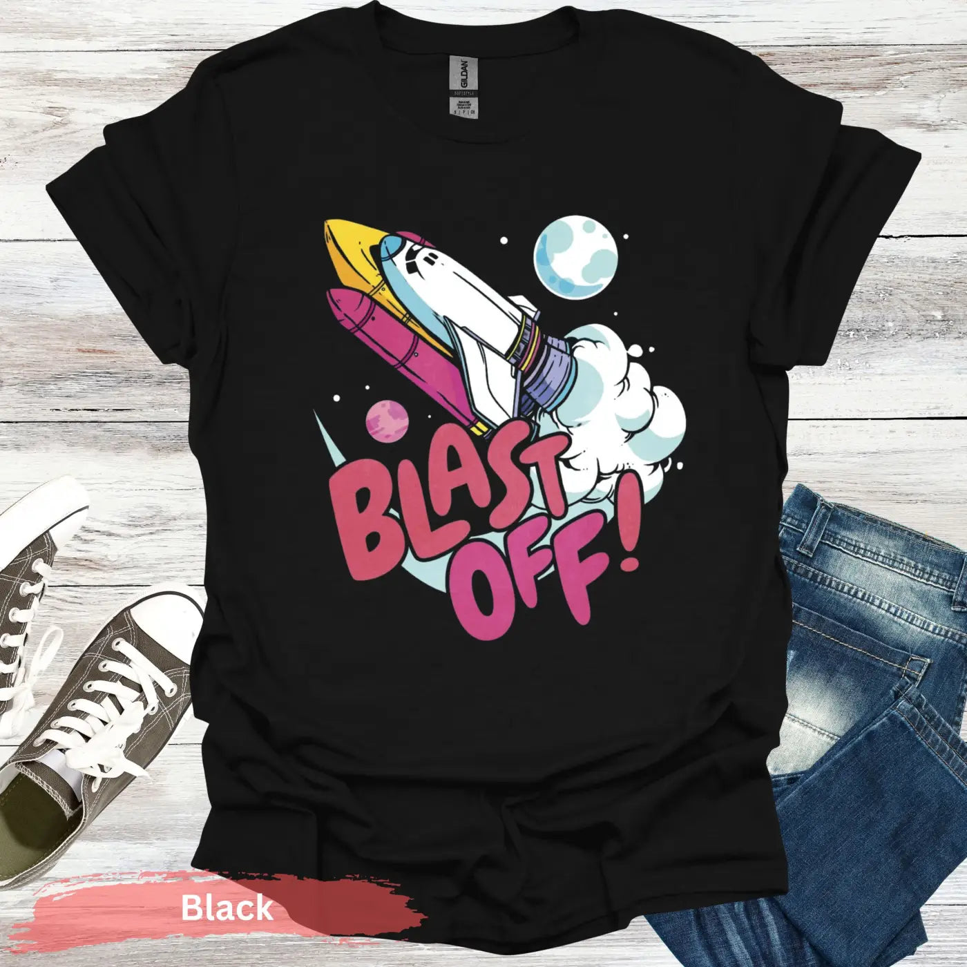 Blast Off T-Shirt - S / Black - Physical Item