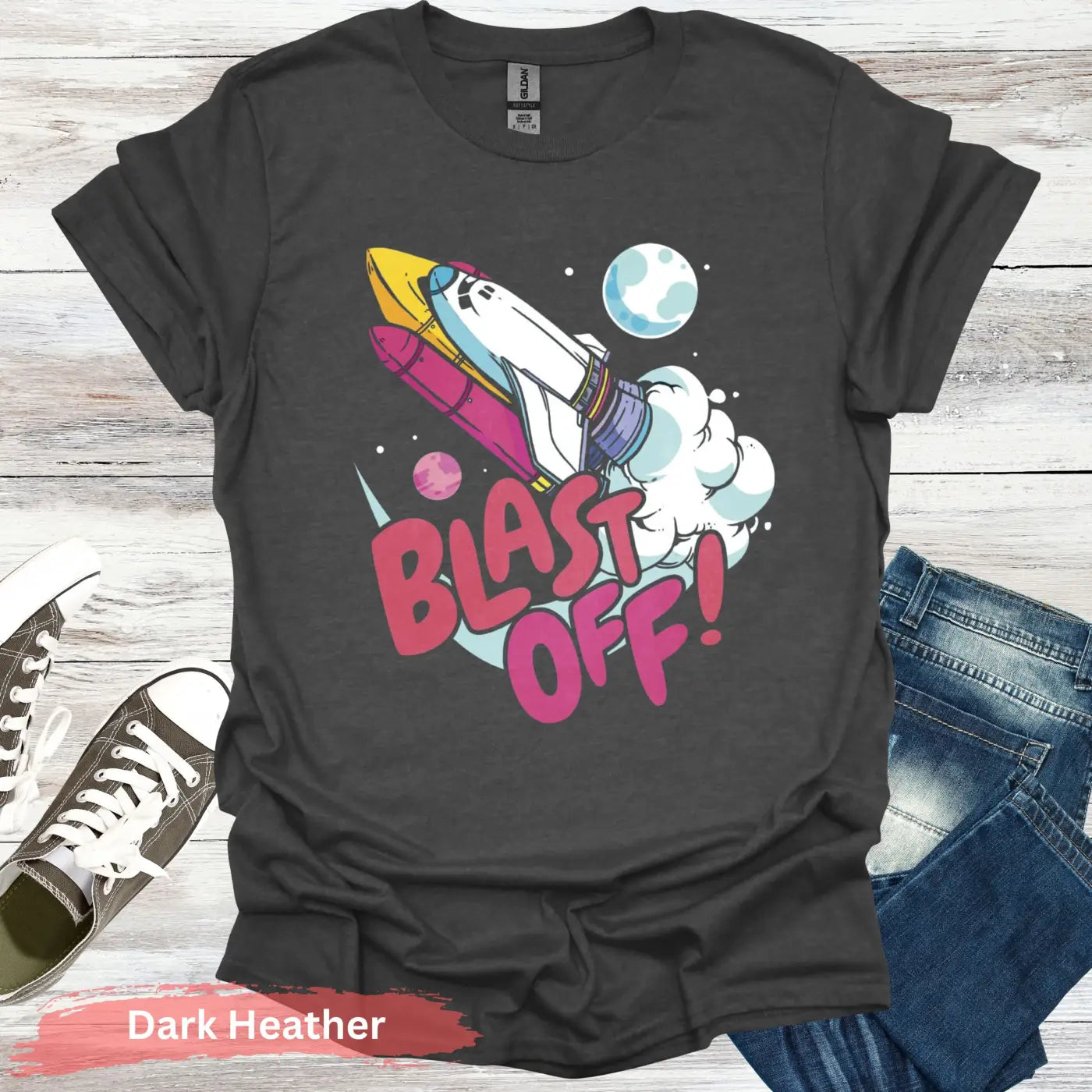 Blast Off T-Shirt - S / Dark Heather - Physical Item