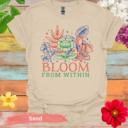 Bloom From Within Floral Graphic T-Shirt - S / Sand - Physical Item