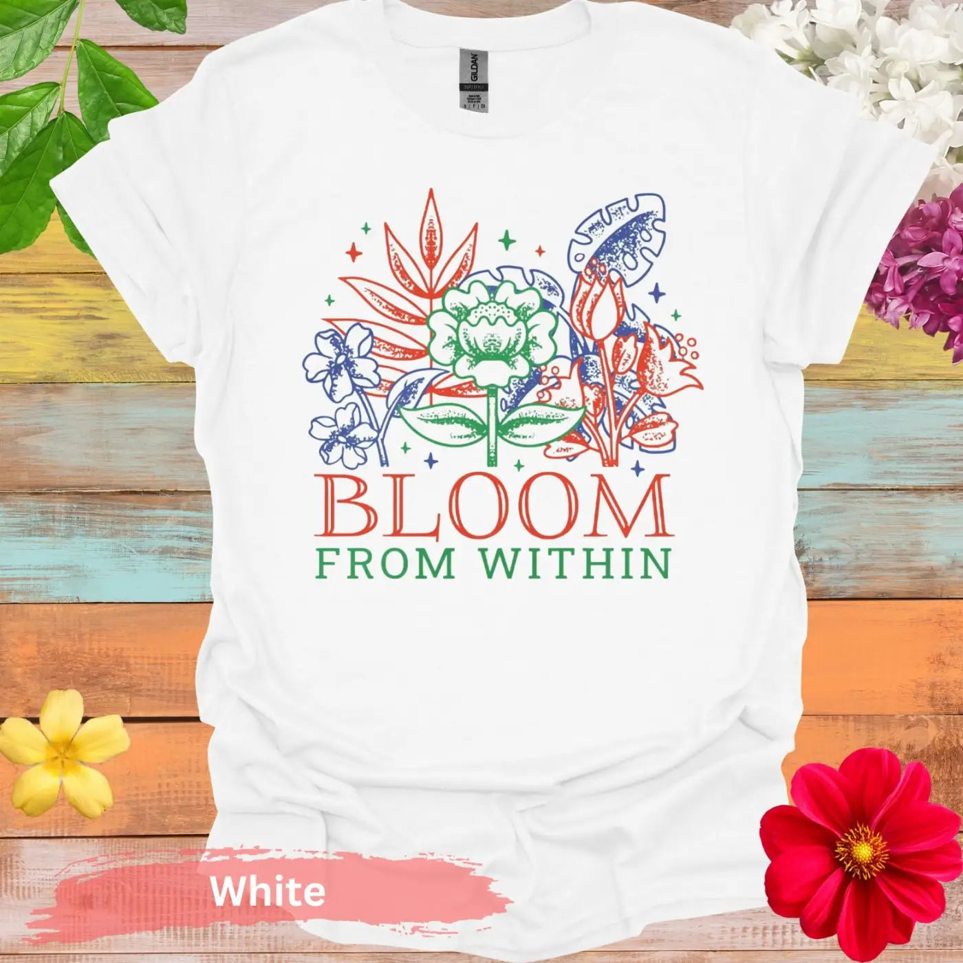 Bloom From Within Floral Graphic T-Shirt - S / White - Physical Item