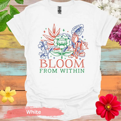 Bloom From Within Floral Graphic T-Shirt - S / White - Physical Item