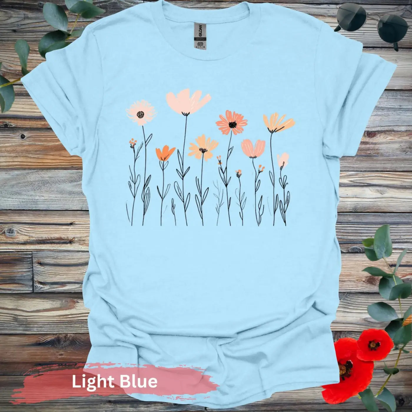 Botanical Bliss T-Shirt - S / Light Blue - Physical Item