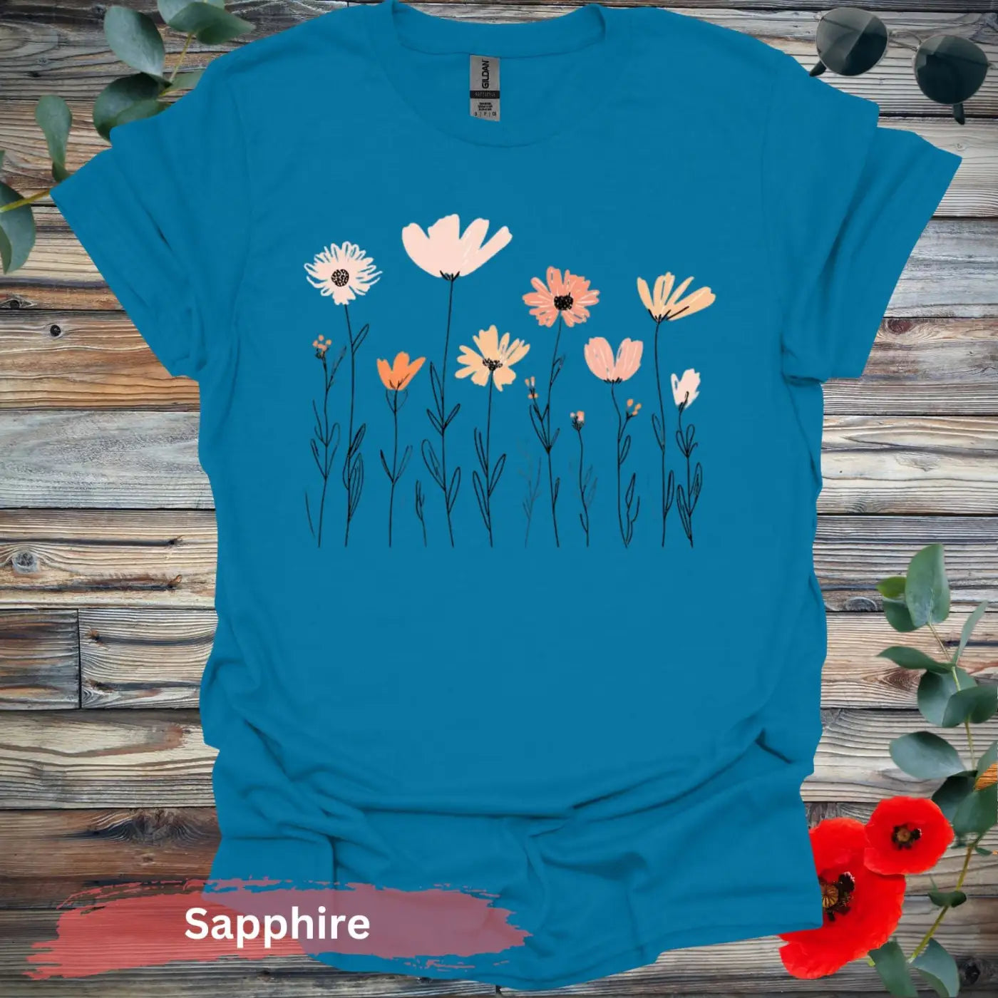 Botanical Bliss T-Shirt - S / Sapphire - Physical Item