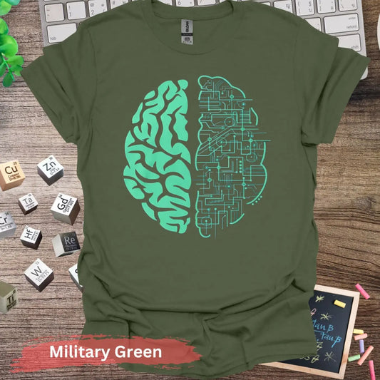 Brain Circuit T-shirt - S / Military Green - Physical Item