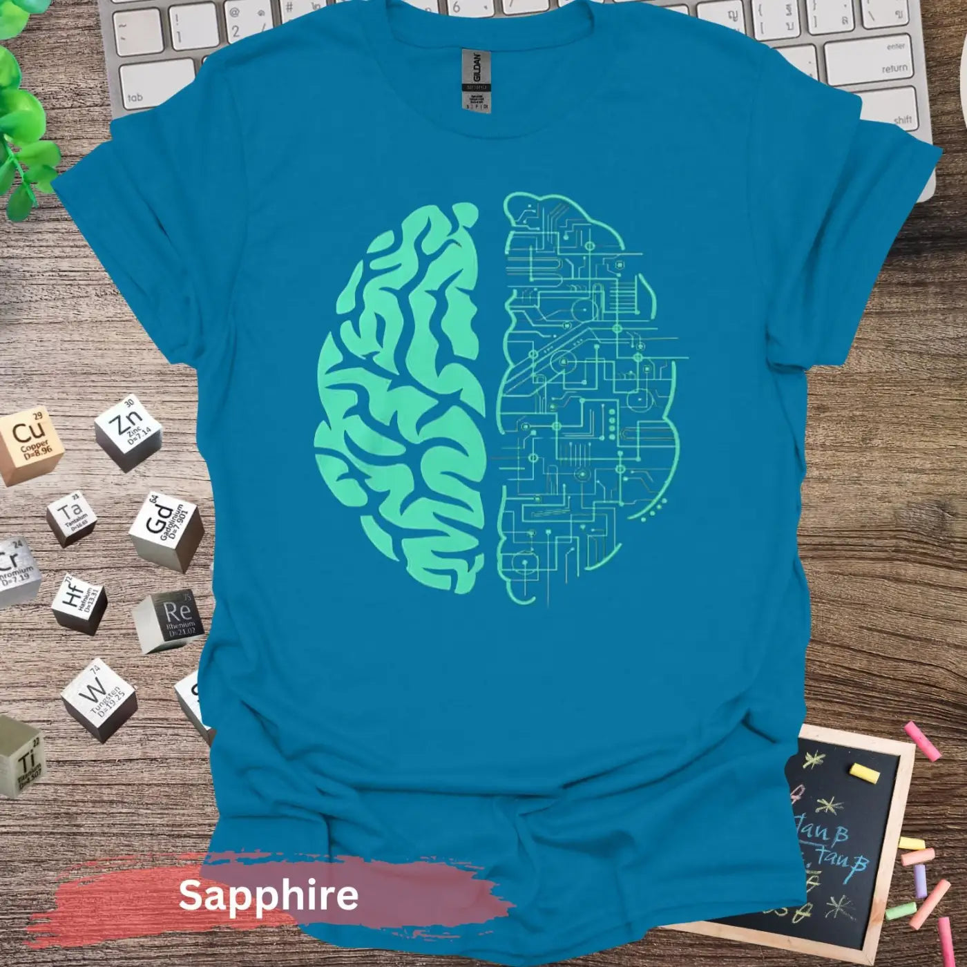 Brain Circuit T-shirt - S / Sapphire - Physical Item