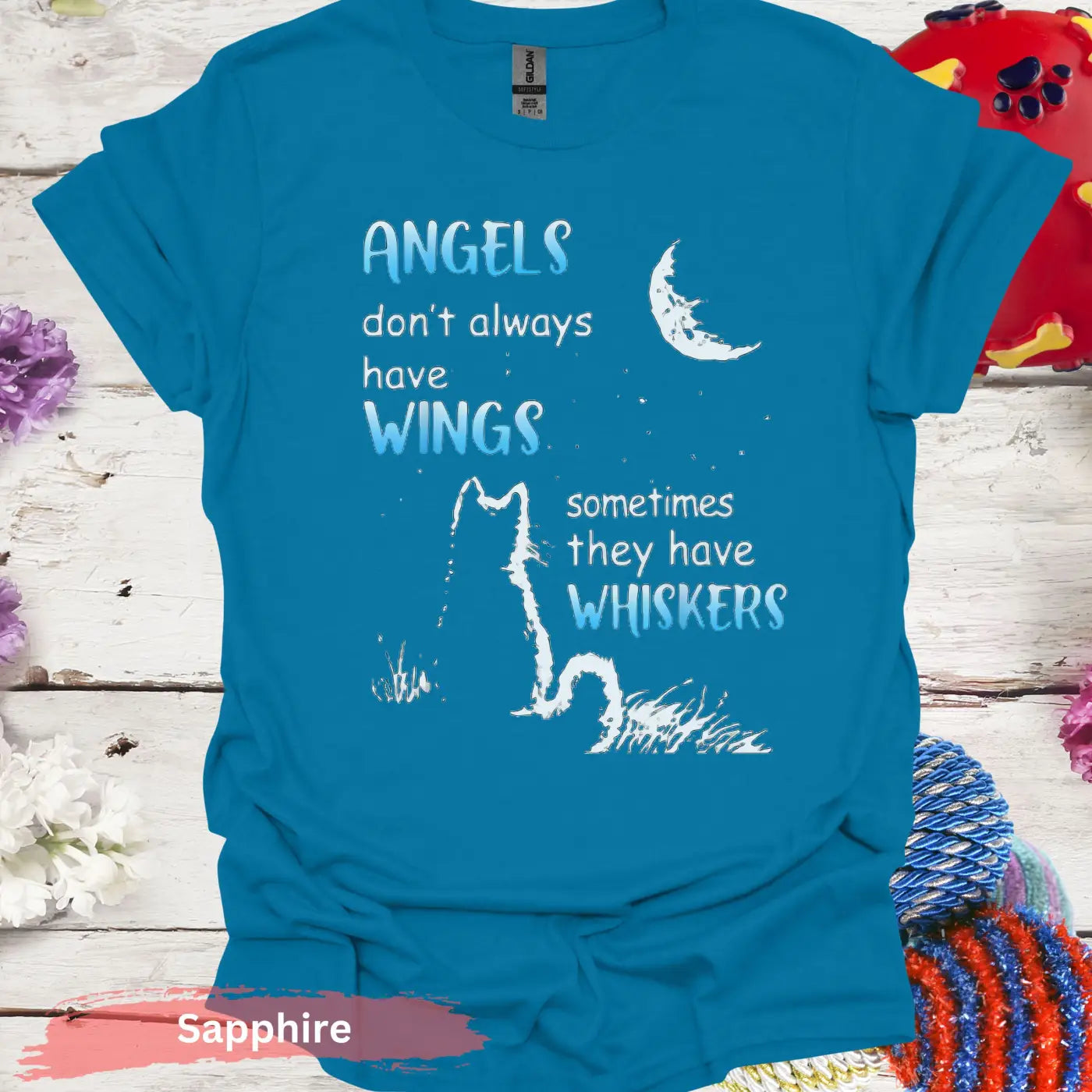 Cat Angels T-Shirt - S / Sapphire - Physical Item