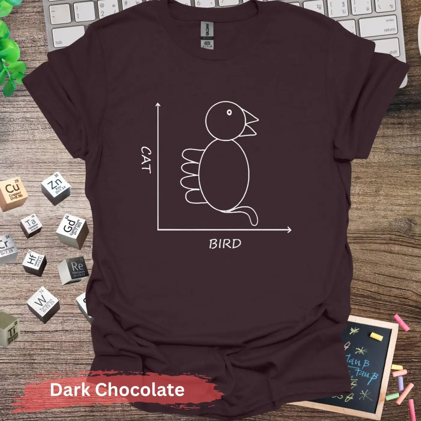 Cat Bird Axis T-shirt - S / Dark Chocolate - Physical Item