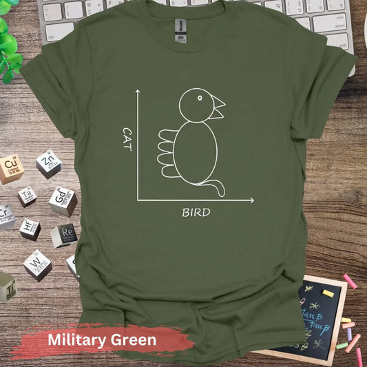 Cat Bird Axis T-shirt - S / Military Green - Physical Item