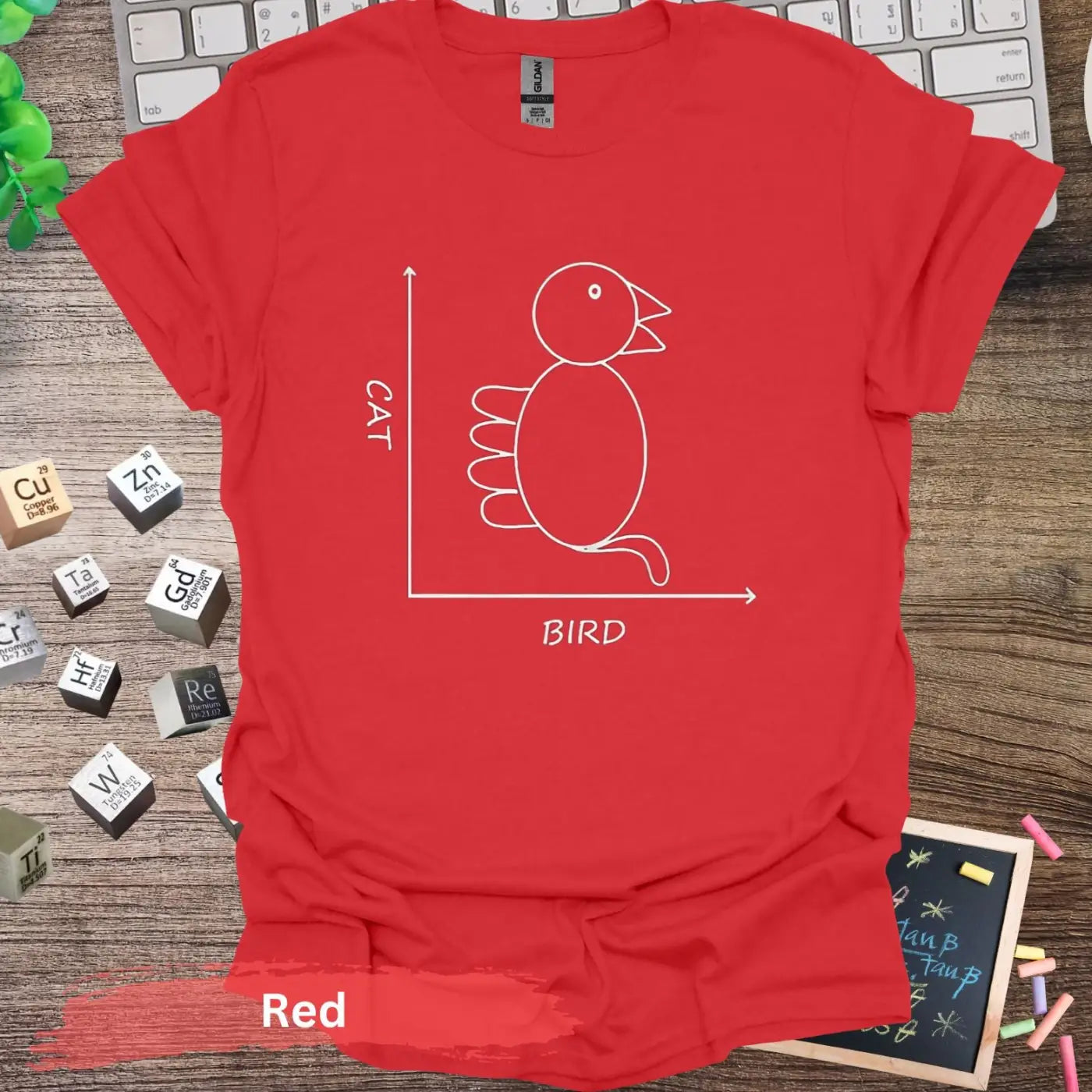 Cat Bird Axis T-shirt - S / Red - Physical Item