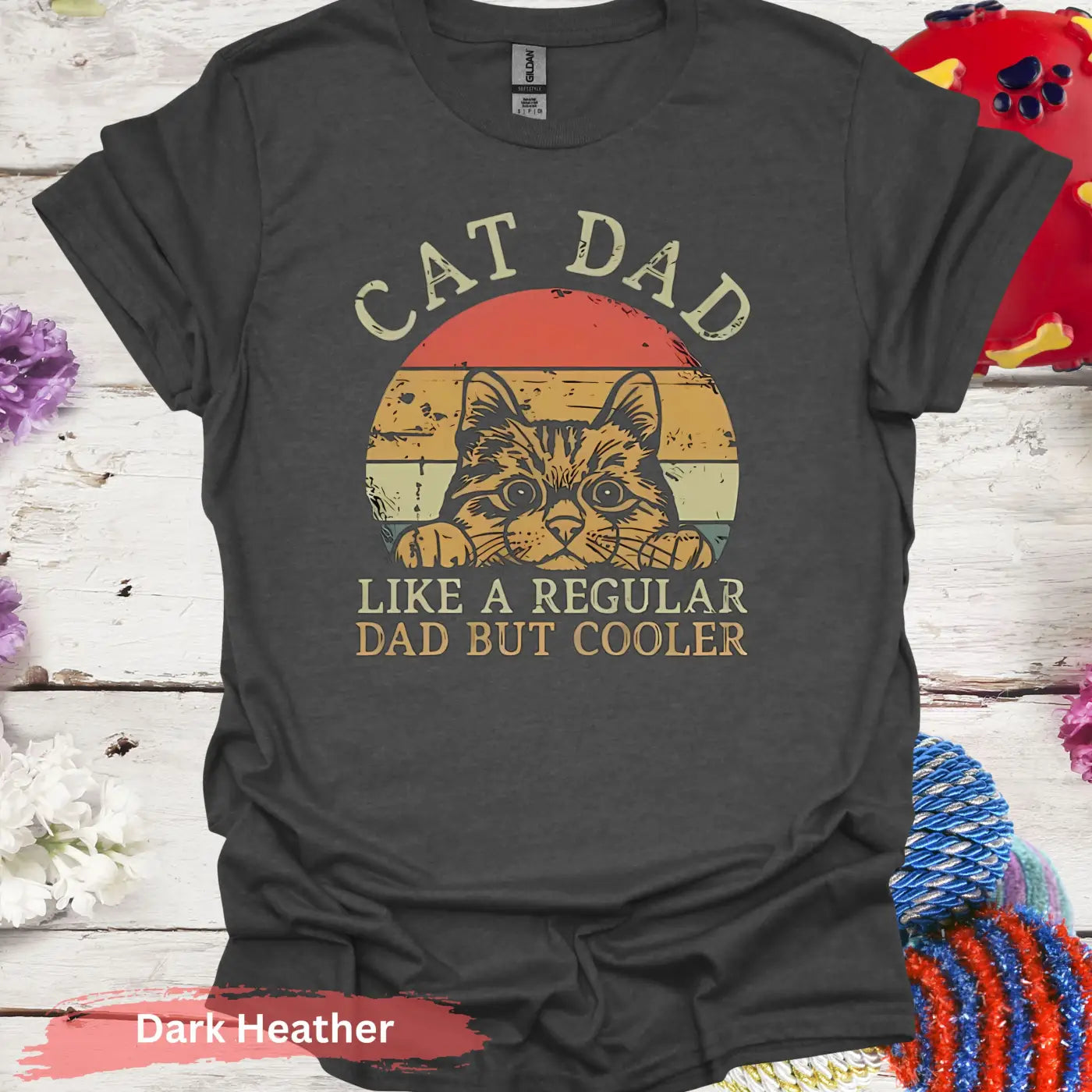 Cat Dad Like A Regular But Cooler T-Shirt - S / Dark Heather - Physical Item