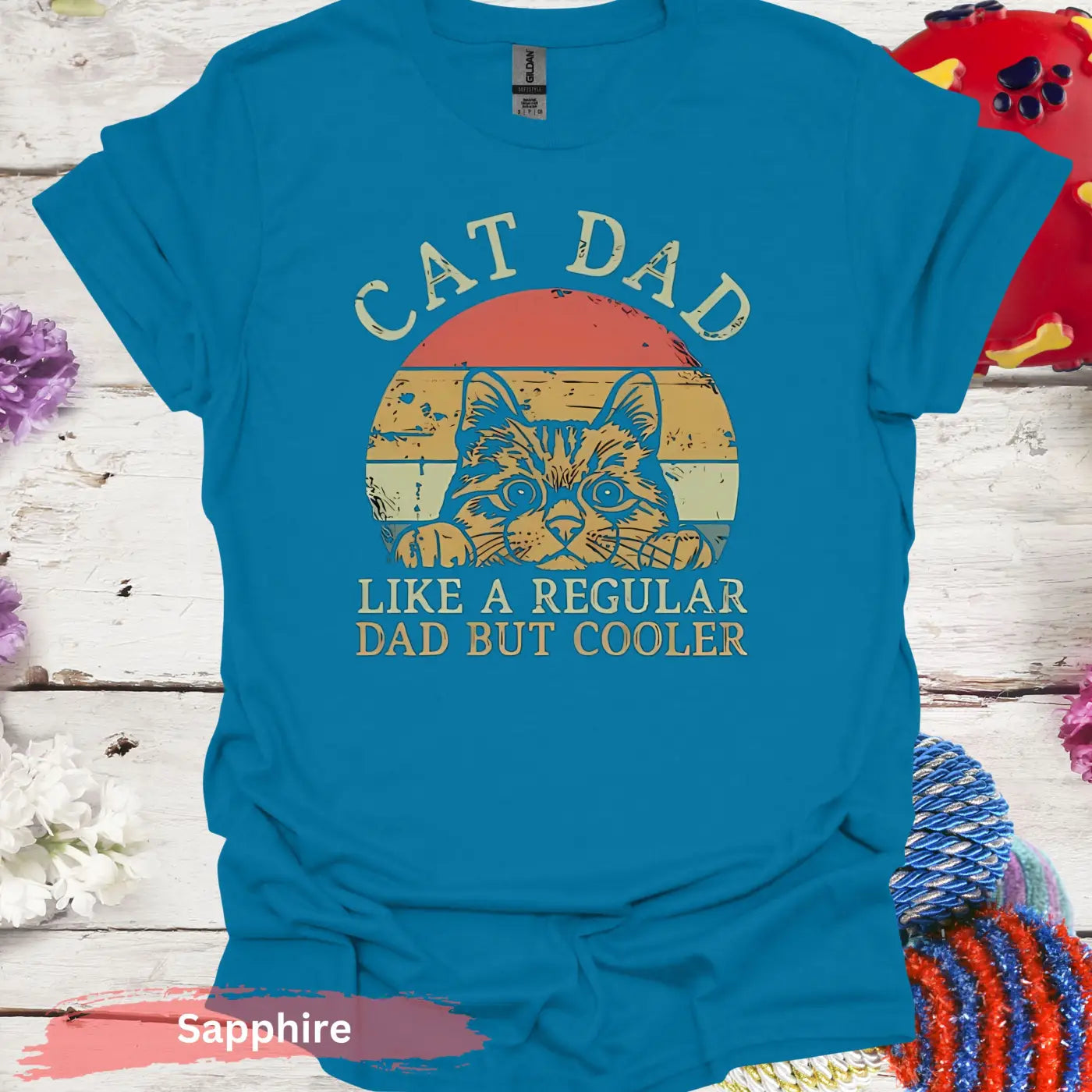 Cat Dad Like A Regular But Cooler T-Shirt - S / Sapphire - Physical Item